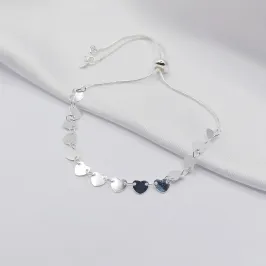 PULSEIRA PRATA AJUSTÁVEL DE CORAÇÕES CHAPA