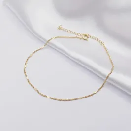 TORNOZELEIRA DOURADA COM MINI CORAÇÕES CHAPA