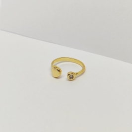 ANEL DOURADO AJUSTÁVEL CORAÇÃO E PONTO DE LUZ