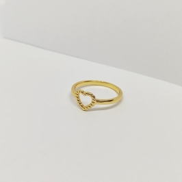 ANEL DOURADO CORAÇÃO VAZADO E DETALHADO