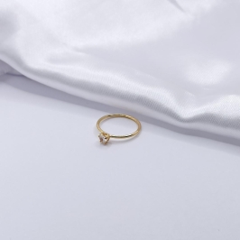 ANEL DOURADO SOLITÁRIO COM CORAÇÃO CRISTAL