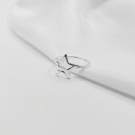 ANEL PRATA ESTRELA VAZADA