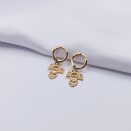 BRINCO DOURADO ARGOLINHA CLICK COM FILHA DETALHADA