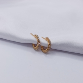 BRINCO DOURADO ARGOLINHA COM UMA FILEIRA CRAVEJADA