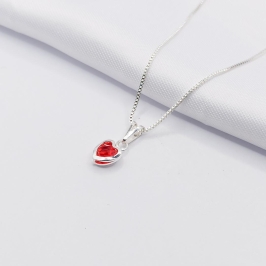 GARGANTILHA PRATA COM CORAÇÃO VERMELHO 45CM