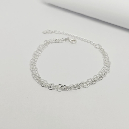 PULSEIRA PRATA TRIPLA COM ELO DE CORAÇÃO