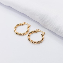 BRINCO DOURADO ARGOLA ARTICULADA COM FIO TRANÇADO
