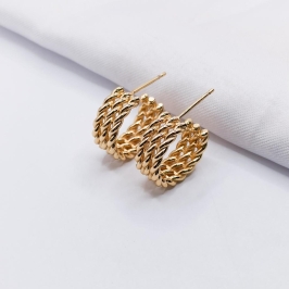 BRINCO DOURADO ARGOLA COM FIOS TORCIDOS