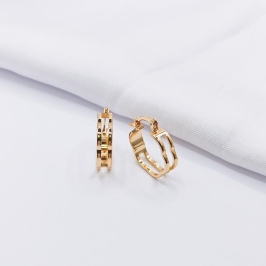 BRINCO DOURADO ARGOLINHA ARTICULADA FIO LISO E ONDULADO