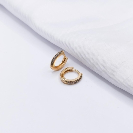 BRINCO DOURADO ARGOLINHA CLICK UMA FILEIRA DE ZIRCÔNIA AZUL
