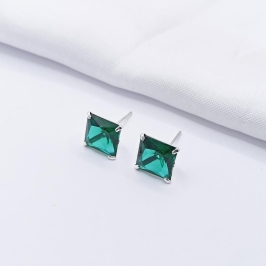 BRINCO PRATA ZIRCÔNIA VERDE QUADRADA