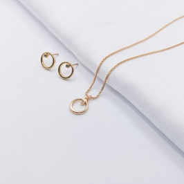 CONJUNTO DOURADO CIRCULO VAZADO COM PONTO DE LUZ 45CM