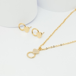 CONJUNTO DOURADO ELO OVAL COM CIRCULO DETALHADO 45CM