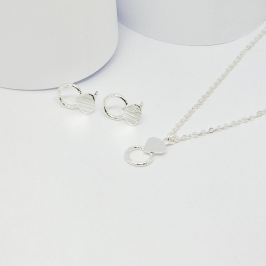 CONJUNTO PRATA ELO OVAL COM CIRCULO DETALHADO 45CM