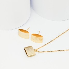 CONJUNTO DOURADO RETANGULO ABAULADO E TEXTURIZADO 45CM