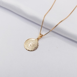 GARGANTILHA DOURADA MEDALHA ORAÇÃO PAI NOSSO 45CM
