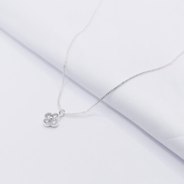 GARGANTILHA PRATA INSPIRAÇÃO VAN CLEEF ZIRCÔNIA CRISTAL 45CM