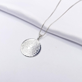 GARGANTILHA PRATA MEDALHA ORAÇÃO PAI NOSSO 45CM
