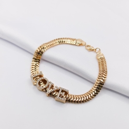 PULSEIRA DOURADA SALAMANDRA COM LOVE CRAVEJADO