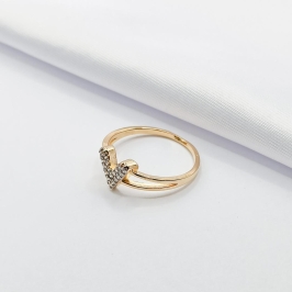 ANEL DOURADO ARO VAZADO COM CORAÇÃO CRAVEJADO