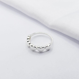 ANEL PRATA ARO DE CORAÇÕES LISO