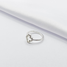 ANEL PRATA FALANGE TREVO VAN CLEEF VAZADO COM BORDA CRAVEJADA