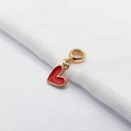 BERLOQUE DOURADO CORAÇÃO VERMELHO RESINADO