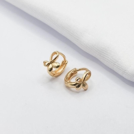 BRINCO DOURADO ARGOLINHA CLICK COM BORBOLETA