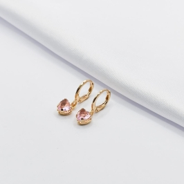 BRINCO DOURADO ARGOLINHA CLICK COM CORAÇÃO ROSA M