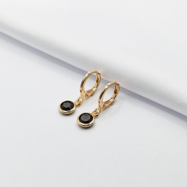 BRINCO DOURADO ARGOLINHA CLICK COM PONTO DE LUZ BLACK M