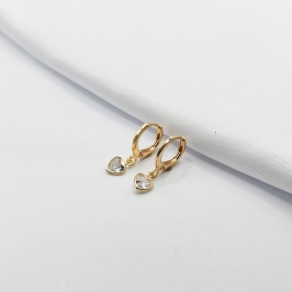 BRINCO DOURADO ARGOLINHA CLICK COM PONTO DE LUZ CORAÇÃO M