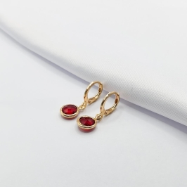 BRINCO DOURADO ARGOLINHA CLICK COM PONTO DE LUZ RUBI G