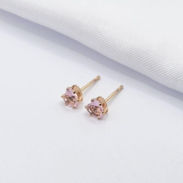 BRINCO DOURADO CORAÇÃO ROSA M
