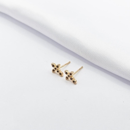 BRINCO DOURADO CRUZ  DETALHADA COM ZIRCÔNIA BLACK