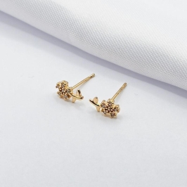 BRINCO DOURADO FLORZINHA CRAVEJADA