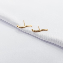 BRINCO DOURADO PALITO CURVADO COM UMA FILEIRA ZIRCÔNIA