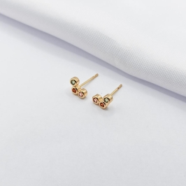 BRINCO DOURADO SEMICÍRCULO COM ZIRCÔNIA COLORIDA