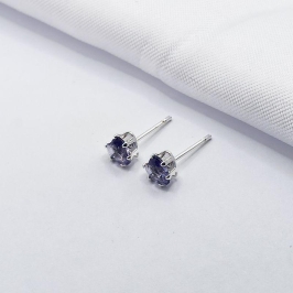 BRINCO PRATA CORAÇÃO AMETISTA M