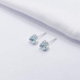 BRINCO PRATA CORAÇÃO CRISTAL FUMÊ G