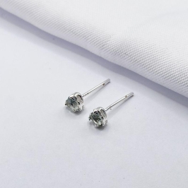 BRINCO PRATA CORAÇÃO CRISTAL FUMÊ P
