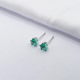 BRINCO PRATA CORAÇÃO VERDE ÁGUA M