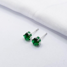 BRINCO PRATA CORAÇÃO VERDE G
