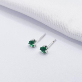 BRINCO PRATA CORAÇÃO VERDE P
