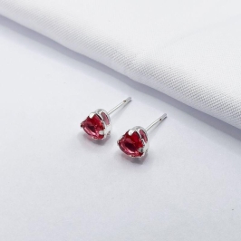 BRINCO PRATA CORAÇÃO VERMELHO G