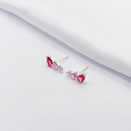 BRINCO PRATA EAR CUFF GOTA DEGRADÊ ROSA
