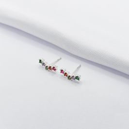 BRINCO PRATA MINI EAR CUFF COM ZIRCÔNIA COLORIDA
