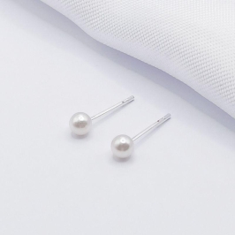BRINCO PRATA PÉROLA 4MM