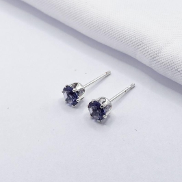 BRINCO PRATA PONTO DE LUZ AMETISTA G