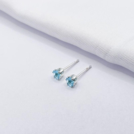 BRINCO PRATA PONTO DE LUZ AZUL M