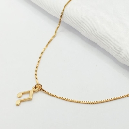 GARGANTILHA DOURADA CHOKER LETRA MUSICAL 40CM